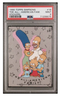 1990 Topps Simpsons Sticker #18 The All-American Family Mint PSA 9 - Image 1 of 4