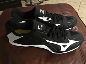 New Mens Mizuno Heist IQ Baseball Softball Cleats 320501.9000 Black White Sz 14 - Picture 1 of 6