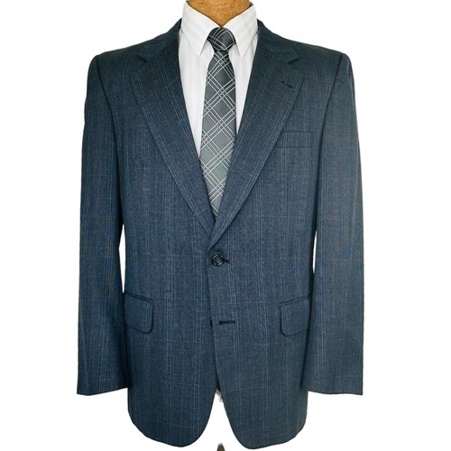 Blazer uomo Burberry London tg 40R 100% lana blu check giacca cappotto sportivo