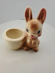 Rempel anthropomorpher Hase Kaninchen Übertopf Keramik Vintage - Bild 1 von 9