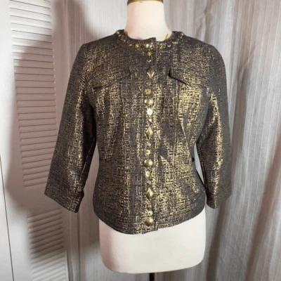 Ruby Rd | Women’s | Blazers | Size 10 |Embellished Black Gold Gemstone Blazer - Image 1 of 4