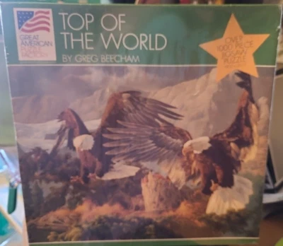 Vtg Jigsaw Puzzle Top Of The World 1000 pc Bald Eagle Bird Nest Mountains NEW - Image 1 of 4