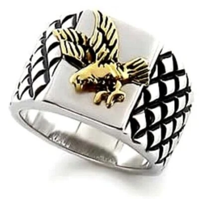 Anillo para hombre Eagle Heroes Brave Heart patriótico plata oro talla 9-11 con caja de regalo Foto 1 de 4