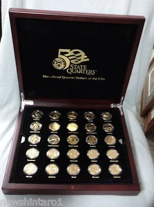 #XX. BOXED SET(50) OF GOLD PLATED USA STATE QUARTER DOLLAR COINS - Picture 1 of 8