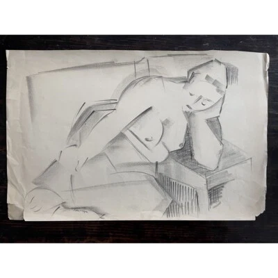 Figurativa Helen Malta WPA Modernista/Cubista Carbón, Firmada (aprox. 1940) Foto 1 de 4