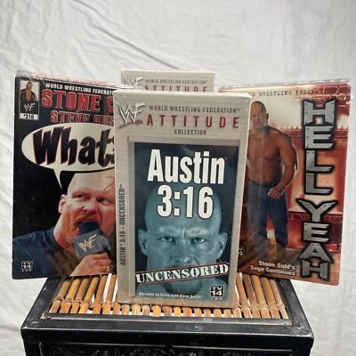 Stone Cold Steve Austin Wrestling VHS Lot 4 Tapes WWF Uncensored What? Hell Yeah - Изображение 1 из 4