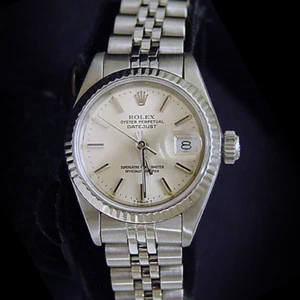 Rolex Datejust Damas Reloj Acero Inoxidable Oro Blanco 18K Jubileo Plata 69174 - Imagen 1 de 6