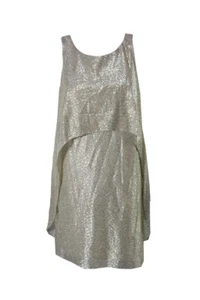 Slny Gold Metallic Sleeveless Popover Shift Dress 10 - Picture 1 of 3