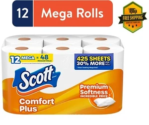 Scott Comfort Plus Toilet Paper, 12 Mega Rolls - Picture 1 of 7