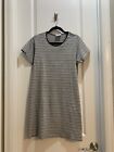 Cotton Studio Black/Gray Striped Short Sleeve Shirt Dress Small Made In USA