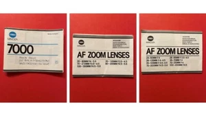 AU CHOIX NOTICES D'ORIGINE MINOLTA BOÎTIER 7000 AF ZOOM LENSES 28-85MM 35-80MM - Photo 1 sur 4