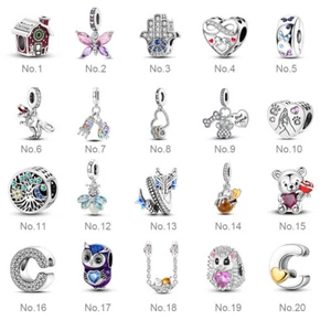 MULA Optional Heart Butterfly Bear DIY Charm CZ For Beacelet 925 Silver Plated - Picture 1 of 102