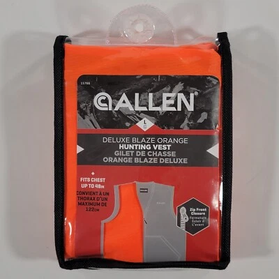 Allen Deluxe Hunting Vest Blaze Orange Zip Closure W/Pockets Sz Large Up to 48" - Image 1 of 2