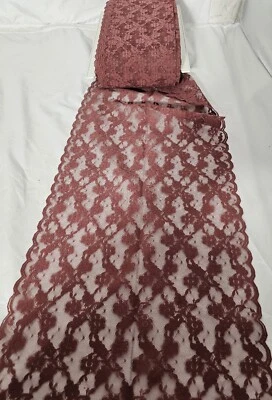 Costura de renda floral marrom chocolate borda recortada dupla 10,5" largura 5 jardas - Imagem 1 de 4
