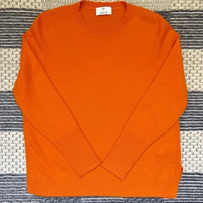 Allude Cashmere Sweater Orange Long Sleeve Cozy Preppy Crew Neck Medium - Image 1 of 4