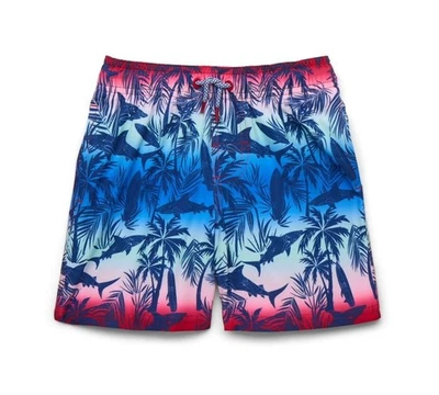 NWT Boys Quick Dry Swim Trunks with UPF 50+ Size XL (14-16) Husky - Shark Print - Image 1 of 4