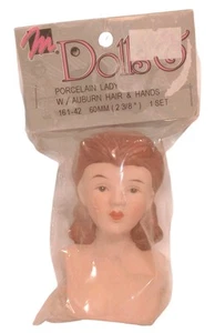 VTG Mangelsen's Porcelain Lady Auburn Hair Head & Hands 161-42 60MM 2 3/8" New - Picture 1 of 8