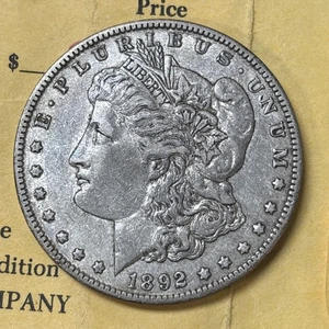 1892 O Morgan Silver Dollar $1 VF Vintage Littleton Envelope - Picture 1 of 13