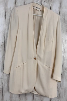 Vintage Sonia Rykiel Long Blazer Ivory One Button Size 44 US 12/14 80s designer - Image 1 of 4