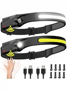 2-Pack Rechargeable Headlamps, 230° Wide Beam LED Headlamps with Motion Sensor - Picture 1 of 5