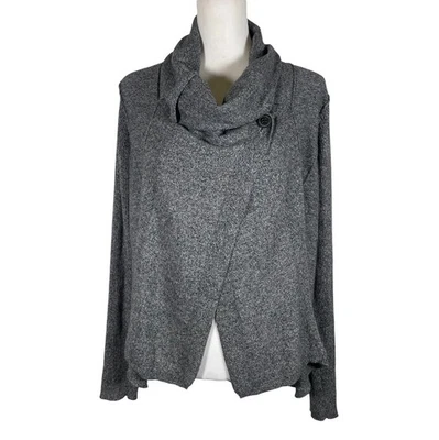 Cárdigan suéter para mujer Calvin Klein grande gris jaspeado 100 % algodón asimétrico Foto 1 de 4