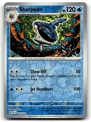 Sharpedo 043/162 Reverse Holo Uncommon SV05: Temporal Forces LP - Image 1 of 2