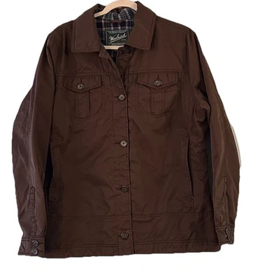 Chaqueta utilitaria Woolrich Blacktail cierre de botones tostado oscuro para mujer talla XL tareas Foto 1 de 4