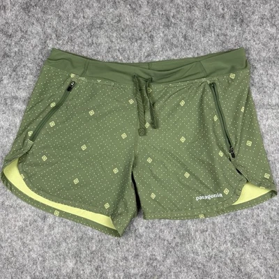 Patagonia Womens Nine Trails Shorts Size Small Lightweight 4” Green Geometric - Image 1 of 4