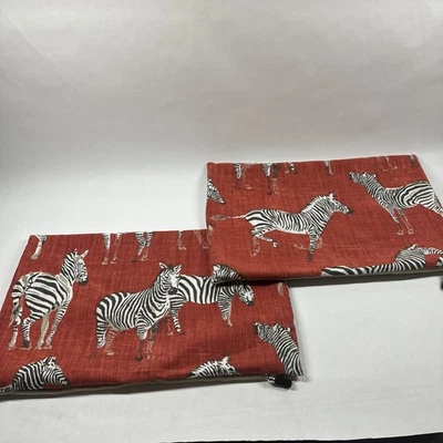 斑马纹枕套装饰枕套带棕褐色背面 2 件套 — 第 1/4 张图片