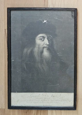 Antique Mezzotint Engraving Leonardo Da Vinci by Charles Townley 1777 - Image 1 of 4