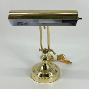 Vintage 1990s Brass Piano Banker's Desk Lamp Adjustable Double Hinged UL 13" - Picture 1 of 12