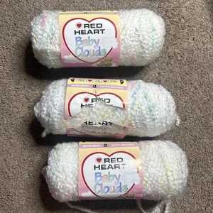 Baby Clouds 9728 White Swirl Boucle Confetti 3 skeins Yarn 4.5 oz NEW Red Heart - Picture 1 of 3