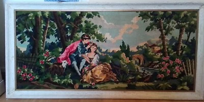 Canevas ’’Margot/Paris’’ Très Grand Format (Deux Amoureux) Vintage . - Photo 1/4