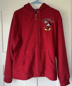 Sudadera con capucha de colección Disney Mickey Mouse polar con cremallera roja brillante talla M - Imagen 1 de 10