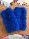 Womens Hand Knitted Fingerless Gloves.size Average/large Adult.colour Blue.