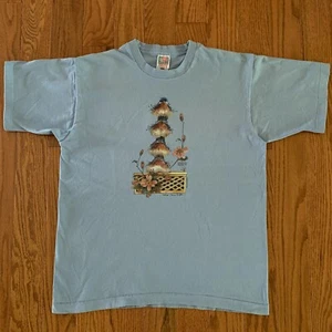 Vtg Carolyn Shores Wright Air Waves Womens Bluebirds T Shirt Top L - Picture 1 of 4