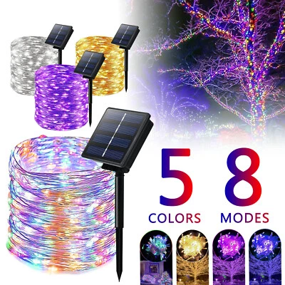 100/200/300LED Solar Fairy String Lights Outdoor Waterproof Garden Decor Lamp US - Image 1 of 4