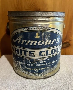 Armour’s White Cloud Tin Empty 8lbs Oil Oleo Vintage - Picture 1 of 6