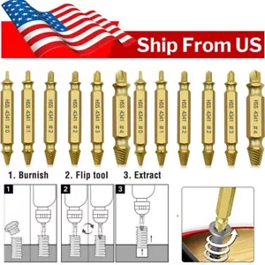 12PCS Damaged Screw Extractor Broken Screws Bolt Stripped Remover Tool Kit US - Picture 1 of 10