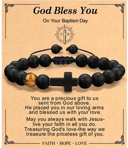 Cristiana Pascua Regalos para Hombre, Cesta de Pascua Rellenos Religiosa Cruz Pulsera - Imagen 1 de 12