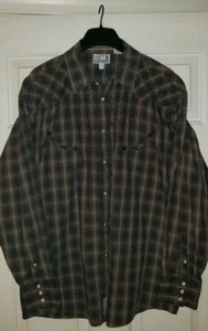 PANHANDLE SLIM Westmoor Retro WESTERN cowboy Pearl Snap Pocket shirt plaid XL  - Picture 1 of 7