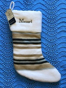 "Medias de Navidad Pottery Barn Pendleton Mozart Yakima a rayas color crema tostado 19"" nuevas con etiquetas" - Imagen 1 de 3