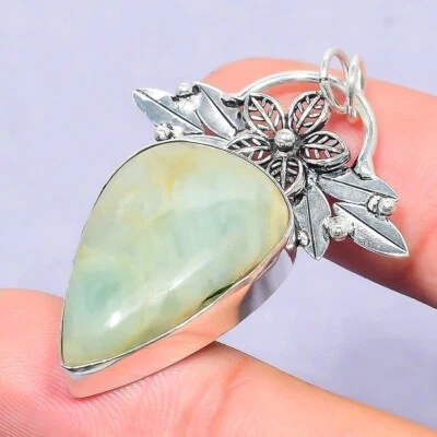 Colgante Natural Aguamarina Regalo Día Mujer Hecho a Mano Plata Regalo 1.77" Foto 1 de 4