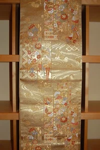 Vintage Heavy Silk Embroidered Maru Obi - Picture 1 of 7