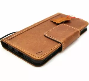 Genuine Tanned Leather Case for Samsung Galaxy S10e Wallet Book Magnetic Holder - Picture 1 of 7