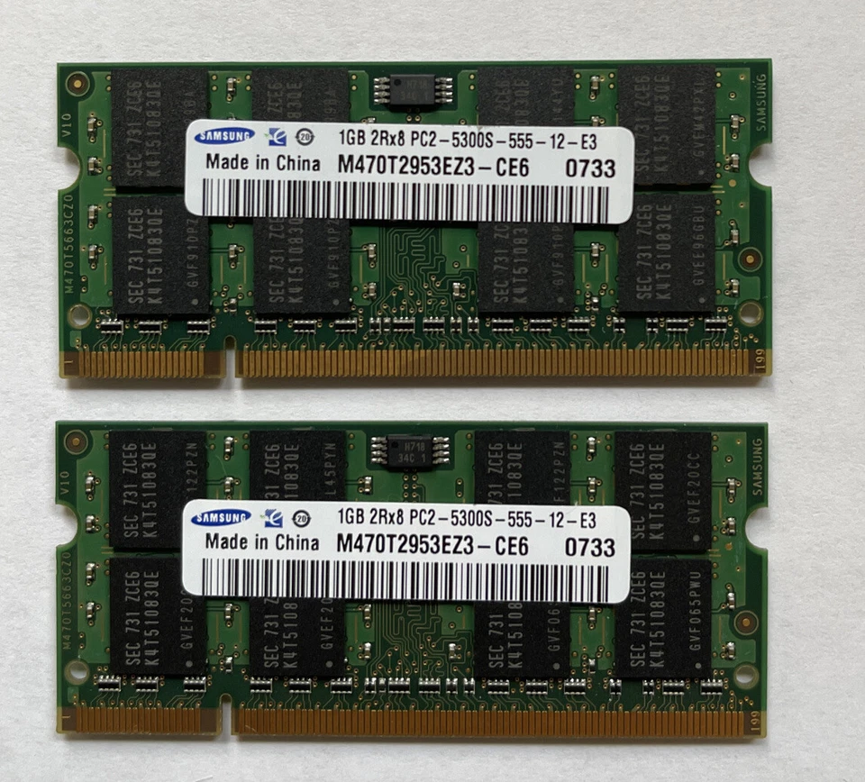 Samsung 1 GB SO-DIMM DDR2 Desktop Memory (M470T2953EZ3) - Lot of 2pc - Image 1 of 2
