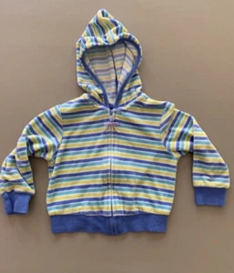 Gymboree Velvet Hoodie Full Zip Girls 4 Lavender Yellow Rainbow Striped Vtg Y2K - Picture 1 of 3