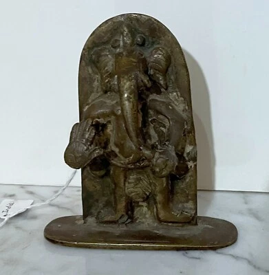 ANTIGUA ESTATUA HINDÚ HINDÚ DE BRONCE MACIZO DEL SEÑOR GANESHA DEL SIGLO XIX - DE LA INDIA Foto 1 de 4