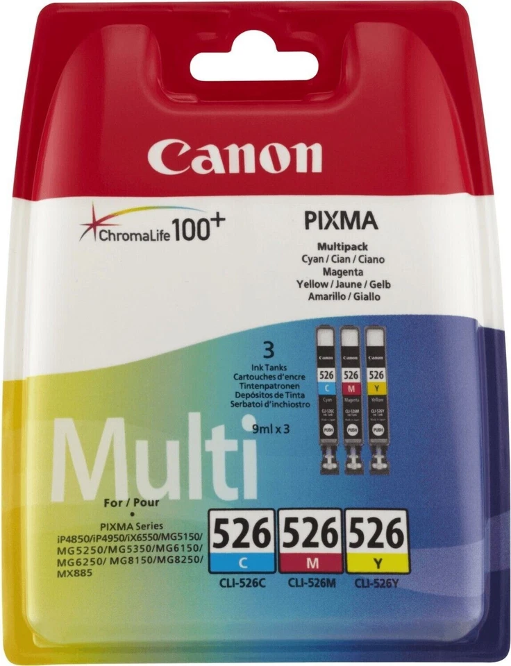 Original Canon CLI-526 Multipack Tintenpatrone - Cyan/Magenta/Gelb - Bild 1 von 1