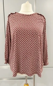 FAT FACE bordeaux floreale manica lunga casual misto cotone taglia 16 - Foto 1 di 7